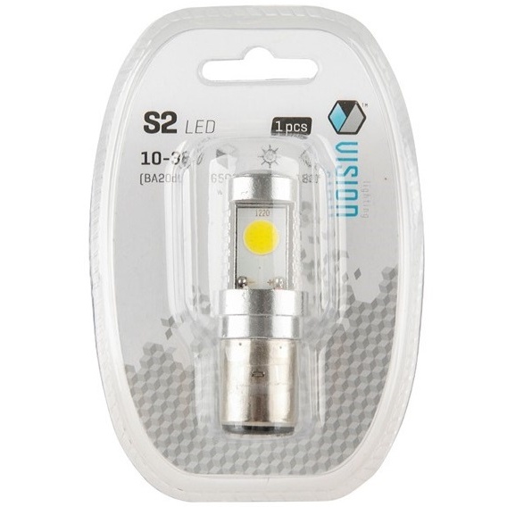 Bec Led Vision S2 (BA20D) 10-36V 2X Led Cob, Alb 58957